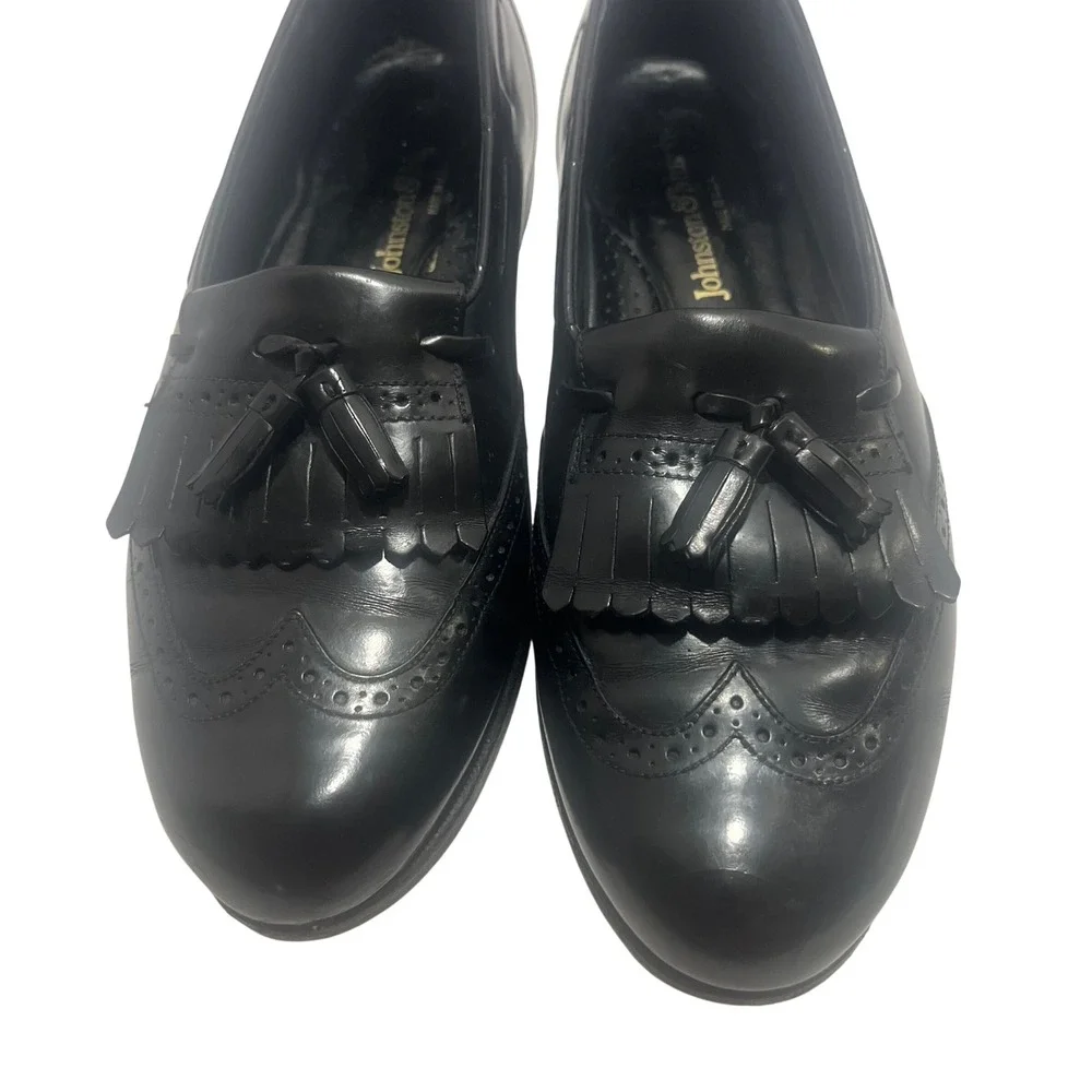 Johnston & Murphy Daniel Forbes Black Tassel Kiltie Leather Loafers 8 USA Read